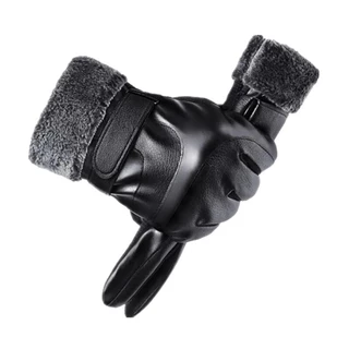 Luvas De Couro De Inverno Quente Moda Masculina À Prova D'água Pelúcia Para Guantes Térmicos De Vento
