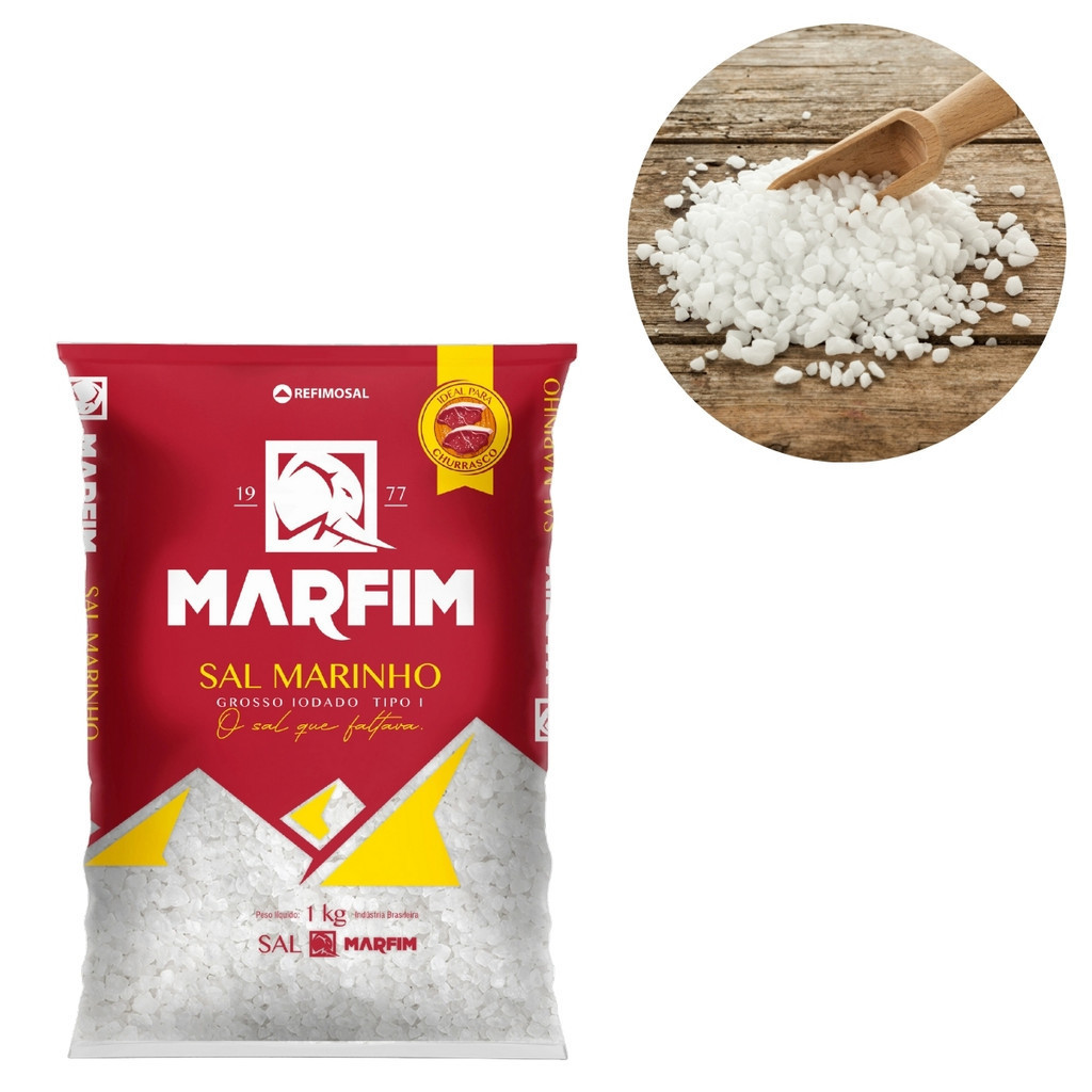 Sal Grosso Marinho Iodado Tipo 1 Marfim 1kg Refimosal | Shopee Brasil