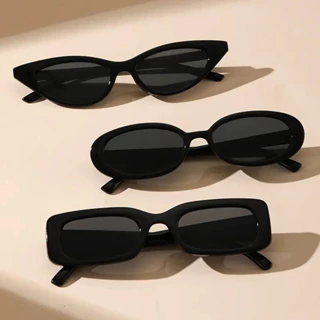 Presente de natal 3 pares combinação moda pequena moldura combinação de três peças todo preto pode ser combinado uso diá