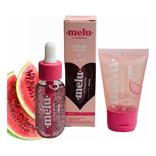 Kit Skin Care Melu Sérum Facial Melância E Gel Detox