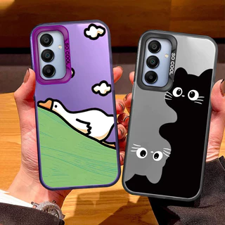 Para Samsung Galaxy A35 A25 A15 A14 A54 A13 A04S 4G 5G IMD Caixa De Telefone A Laser Dura 3D Cartoon Black Cat Matte Capa Do Pára-Choques À Prova De Choque