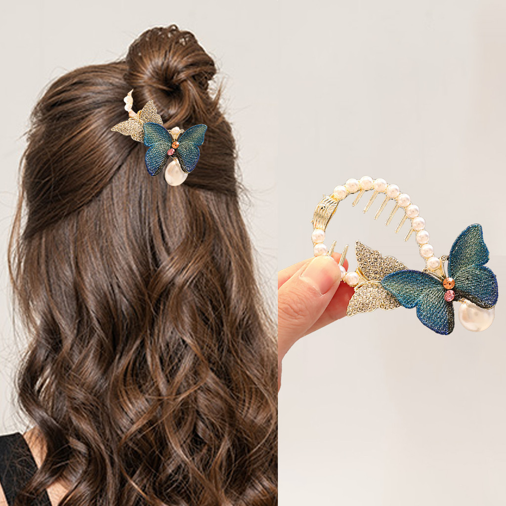 DAZZY 1 Peça Grampo de Cabelo de Pérola 8.5cm Grampo para Cabelo Borboleta Acessórios de Moda Feminina