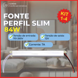 Kit 1-4 Fonte Slim Driver Chaveada 84W modelo fonte fina 12V~7A Bivolt 110V-265V