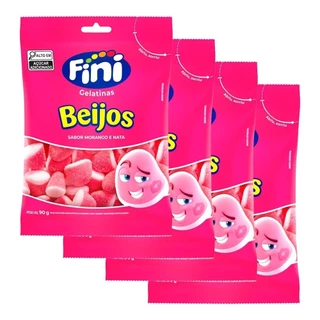 Kit 4 und Bala de Gelatina Fini Beijos de Morango 90g