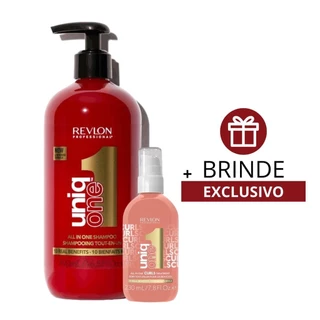 Kit Revlon Uniq One All in One Shampoo 490ml + Revlon Uniq One All In One Curls Treatment 230ml + Brinde Escova