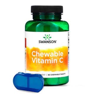 Vitamina C Mastigável Swanson 60 Chwbls + Porta Cápsulas