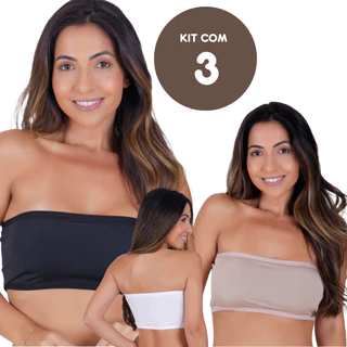 Kit Com 3 Top de Lycra Tomara Que Caia Faixinha Versátil