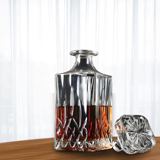 Garrafa Whisky Decanter De Vidro Transparente Cristal Licoreira Tampa 1 Litro