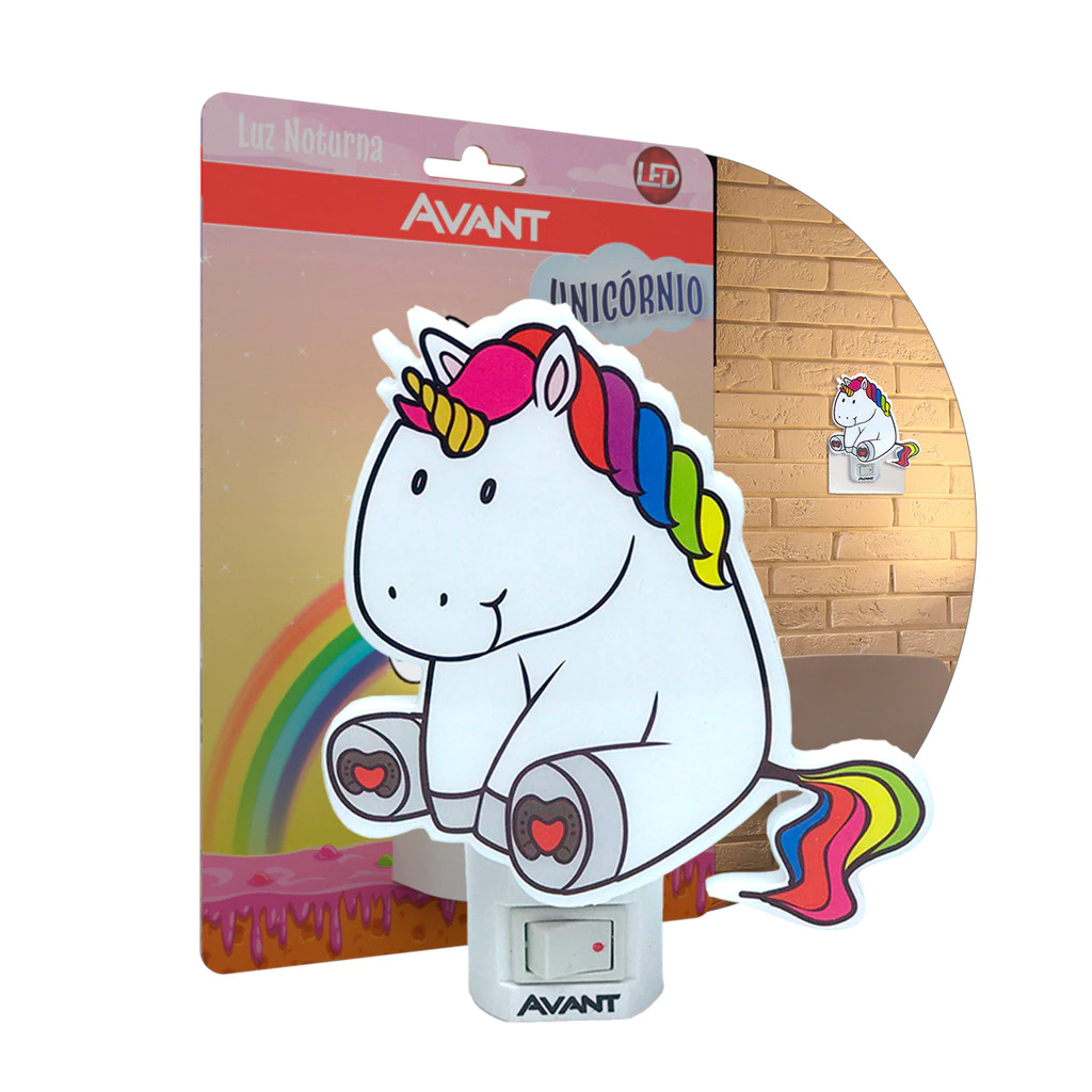 Abajur Infantil Unicórnio Avant 1W 3000K Bivolt Luz Noturna Branco Quente