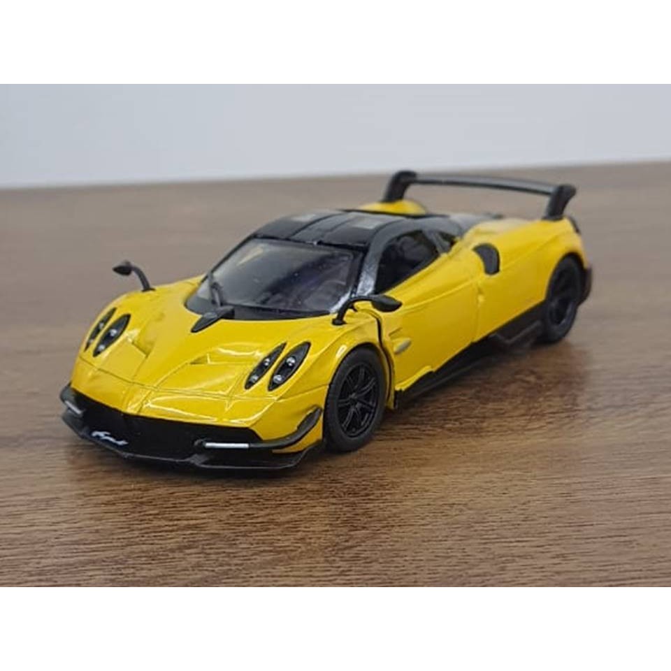 KiNSMART 2016 Pagani Huayra BC Yellow 5'' 1:38 Scale Die Cast Metal Model Toy Car w/Pullback Action