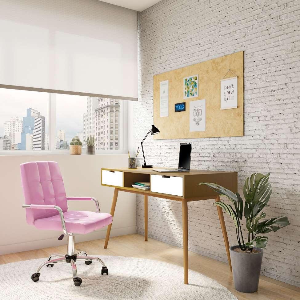 Cadeira de Escritório Secretária Giratória Madium Rosa