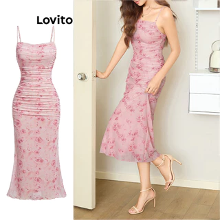 Lovito Vestido floral Boho Ditsy para mulheres L100MD385