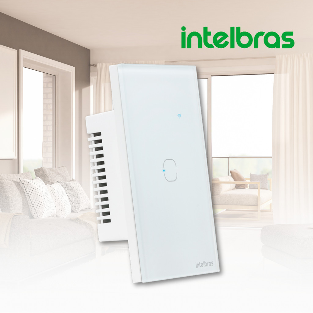 Interruptor Elétrico Smart WiFi Touch EWS 1001 Intelbras Branco Controle Remoto Touchscreen Design Moderno Iluminação