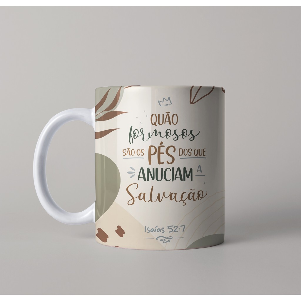 Caneca Com Versículo Bíblico Isaías 52:7 | Shopee Brasil