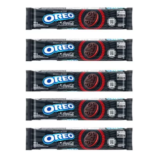 Kit 5 Biscoito Oreo Recheado Coca Cola 90gr