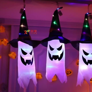 Horror Witches Luzes De halloween led Pendurada Fantasma Decoração De Festa De Assustador Lâmpada De Abóbora Brilhante Ornamentos