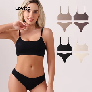Lovito Conjunto de calcinha básica simples sexy para mulheres LNL73100