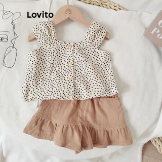 Lovito Conjuntos elegantes de shorts com botões de bolinhas LNA78046