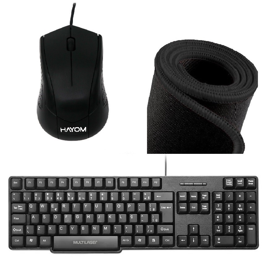 Kit Teclado Macio + Mouse Óptico Office USB + Pad Grande PC