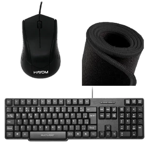 Kit Teclado Macio + Mouse Óptico Office USB + Pad Grande PC