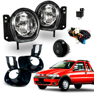 Kit Farol Auxiliar Milha Strada Trekking 2001 2002 2003 Moldura Preta Botao Tic Tac