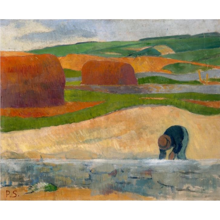 Quadro decorativo Arte Bucólica Coletora de Algas de Paul Sérusier - Tela Decorativa Pronta para Pendurar