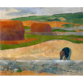 Quadro decorativo Arte Bucólica Coletora de Algas de Paul Sérusier - Tela Decorativa Pronta para Pendurar