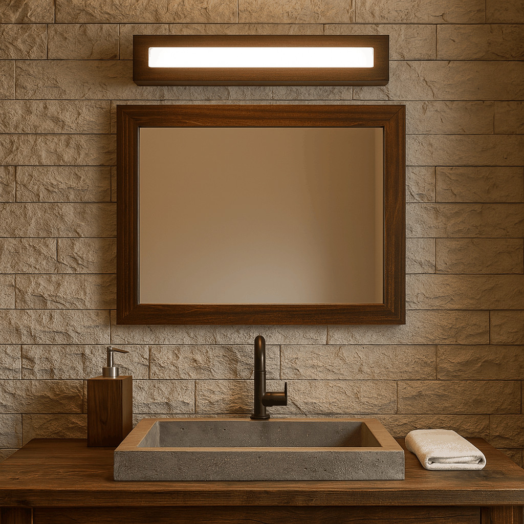 Arandela Parede Luminária Camarim Moldura Madeira 40cm