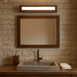 Arandela Parede Luminária Camarim Moldura Madeira 40cm