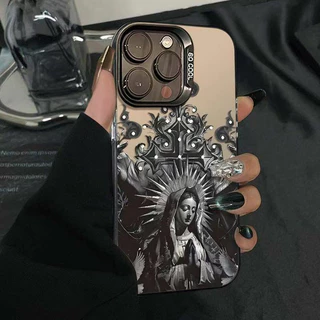 Capinha para celular anti-queda fosca com Padrão de freira iPhone xs max xr 7 8 11 12 13 14 15 16 pro max case