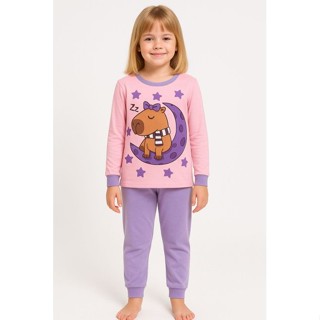 Pijama Infantil Menina Capivara Lunar em Oferta na Shopee