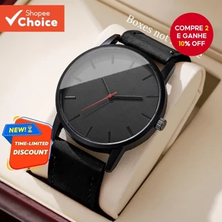 Moda Masculina Relógios De Negócios Casual Pulseira De Couro Analógico Relógio De Quartzo Para Homem (Sem Saída)