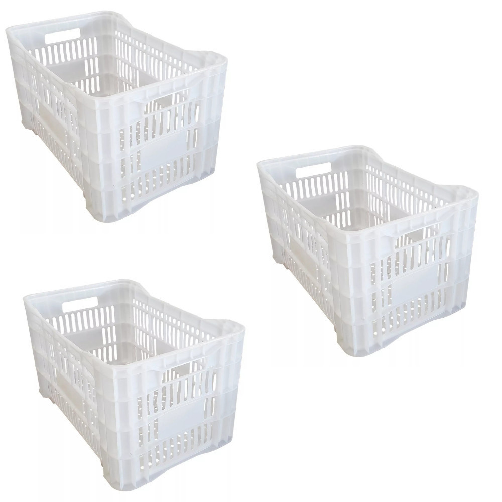 Kit Caixas Plásticas Empilháveis Vazadas Branca Ideal para Hortifruti e ...
