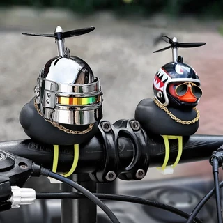 Pato Preto Com Capacete De Hélice Para Ornamentos De Motocicleta/Carro