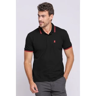 Polo Masculina Filete Duplo Polo Wear Preto