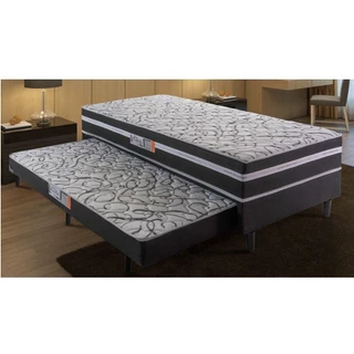 Conjugado Box Hellen Aspen 88x188x41cm com Auxiliar Cinza/Branco/Floral