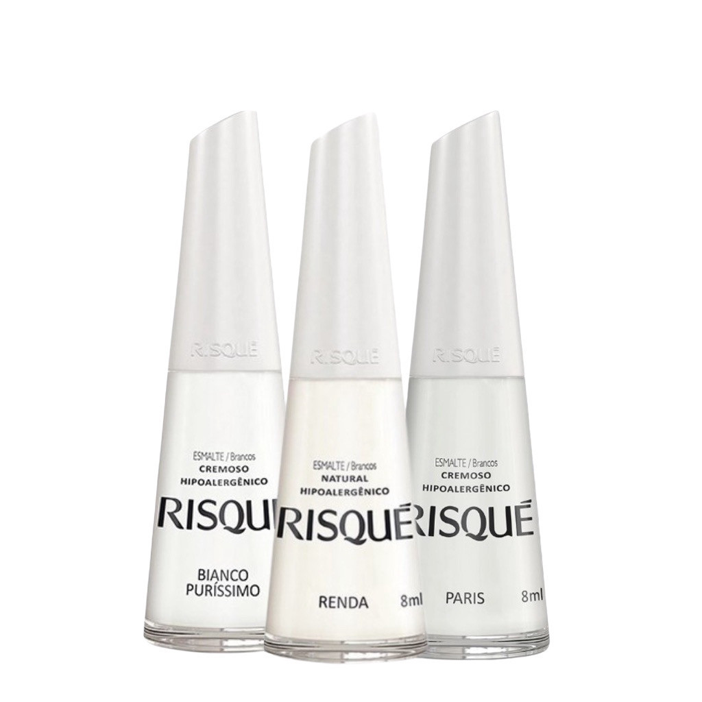 Kit 3 Esmalte Francesinha Risque Bianco Puríssimo, Renda e Paris