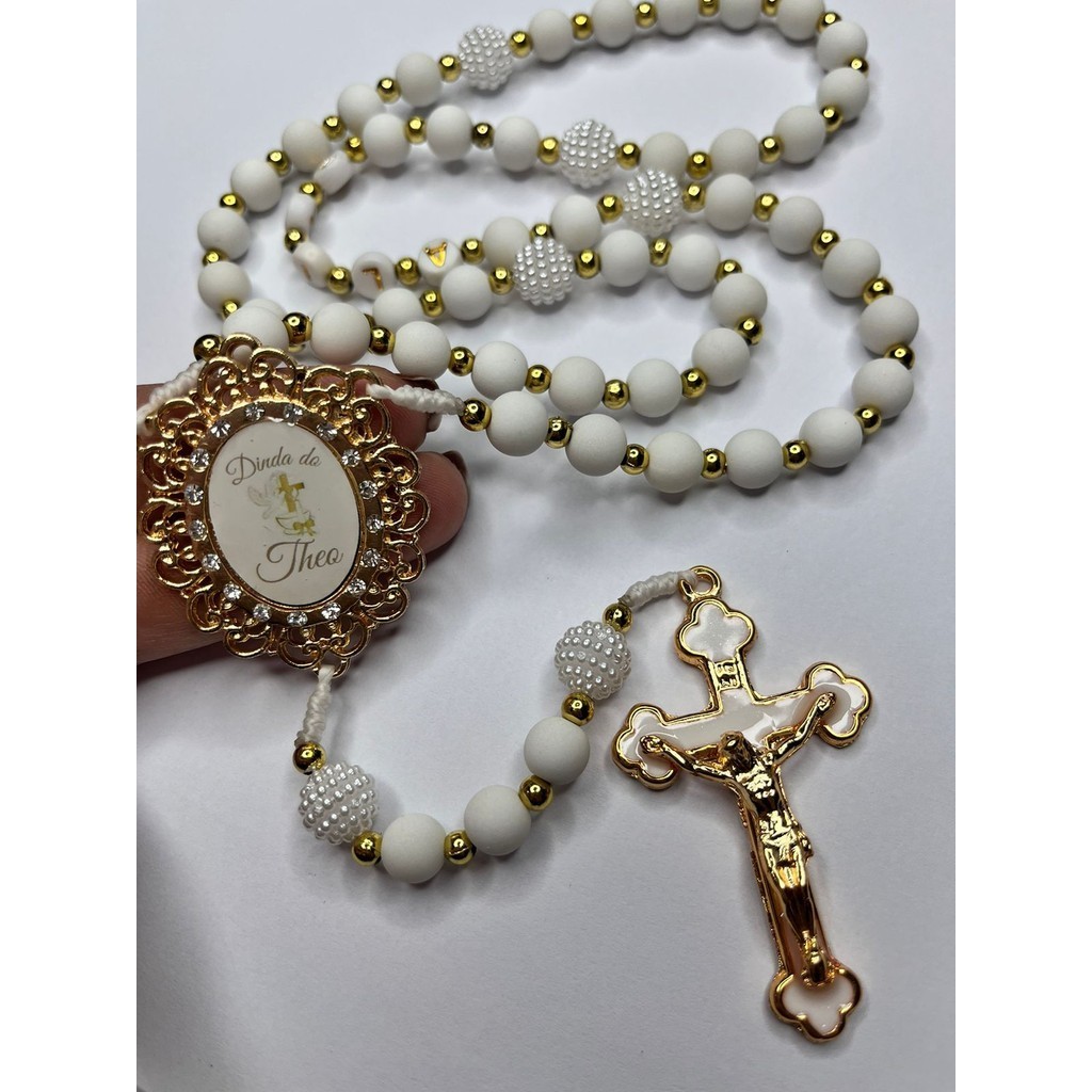 Terço Personalizado Dinda Dindo Padrinhos Batizado | Shopee Brasil