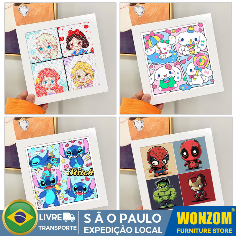 Kit De Pintura Com Diamante Para Crianças Moldura Arte