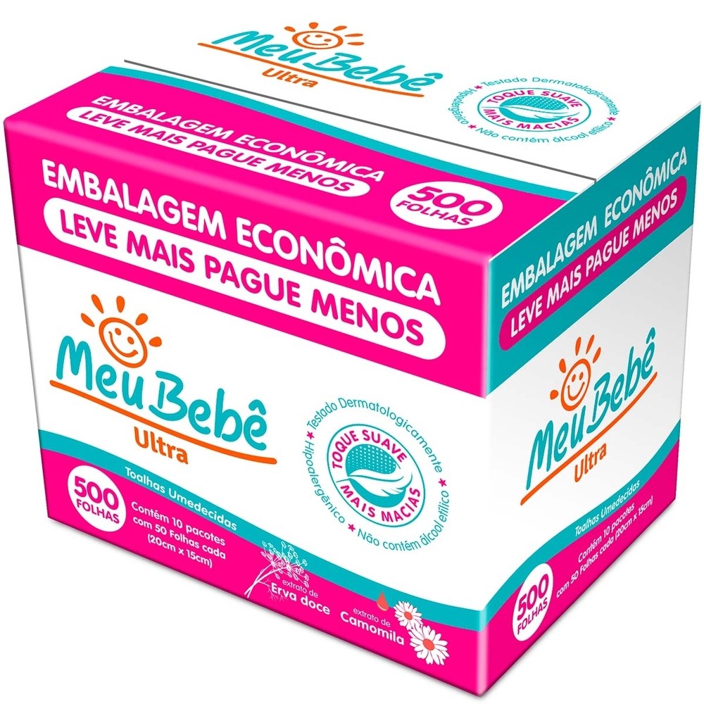 Toalha Umedecida Meu Bebê Utra 500 Folhas