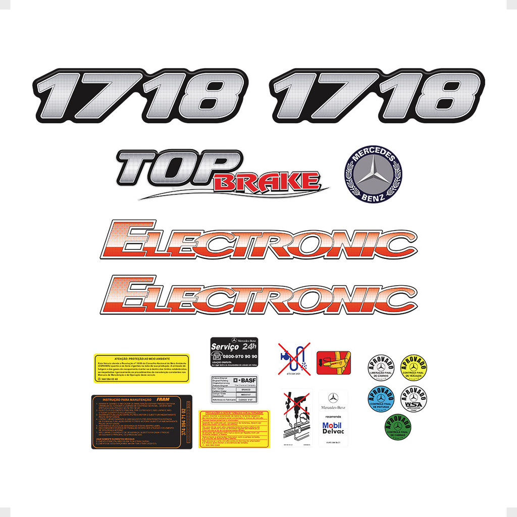 Adesivo Caminhão 1718 MB + Faixa Top Brake Etiqueta Generico | Shopee ...