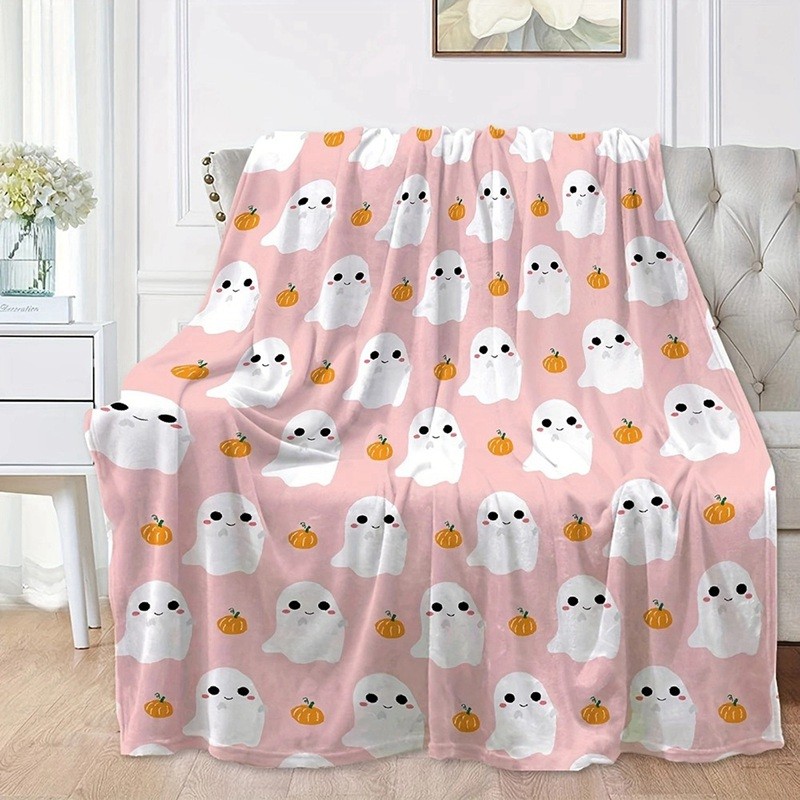 Manta Fofa De Abóbora Halloween Flanela Lança Fantasma
