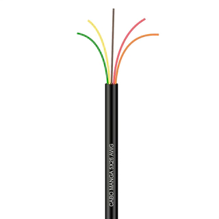 Cabo Manga 5x26 AWG - sem Blindagem Preto - 100 Metros