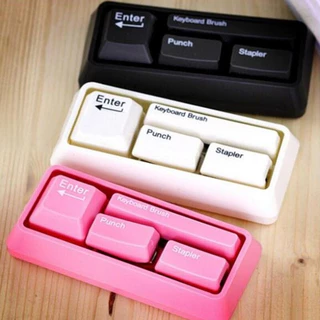 Mini teclado conjunto de papelaria clipe ímã perfurador grampeador teclado escova estudantes armazenamento presente material de escritório escolar