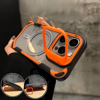 Capa Magnética Anti-Queda De Luxo Para iPhone 16 15 14 13 12 11 Pro Max Plus Telefone Com Suporte Suporta Carregamento Sem Fio Magsafe