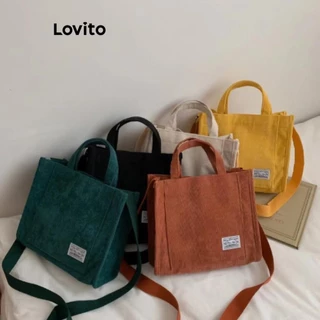 Lovito Bolsa quadrada casual simples e fofa para mulheres LFA45090