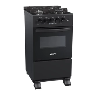 Fogão 4 Bocas Venax Picasso Line Mesa de Vidro Preto Bivolt
