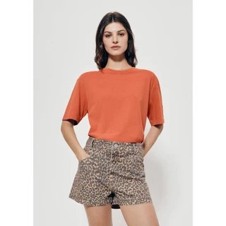 Shorts Feminino De Sarja Animal Print Hering + Livia