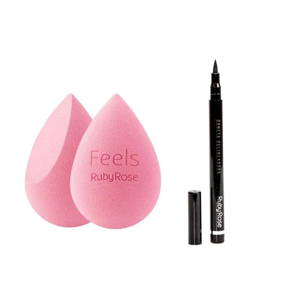 KIT Esponja de maquiagem Soft Blender Feels Ruby Rose HBS01 +