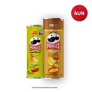 Combo Batata Frita Pringles® Mostarda E Mel 158g E Lemon Pepper 105g 4 Unidades